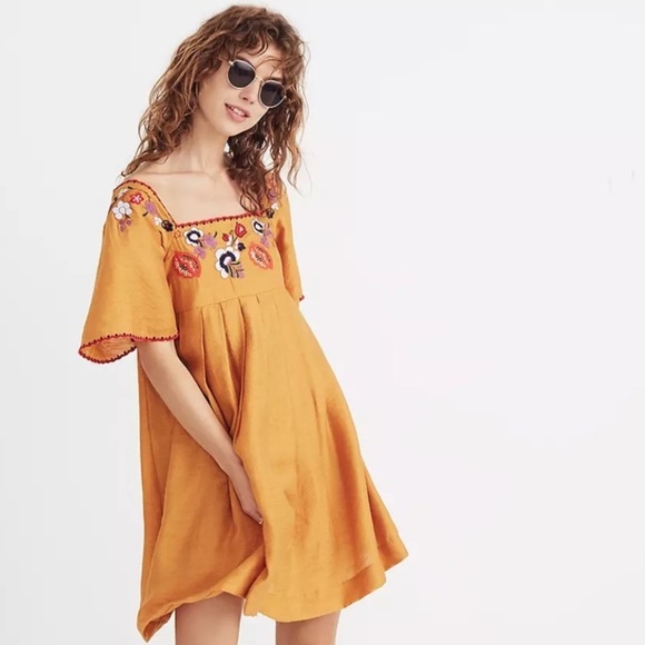 Madewell Dresses & Skirts - Madewell Embroidered square neck dress